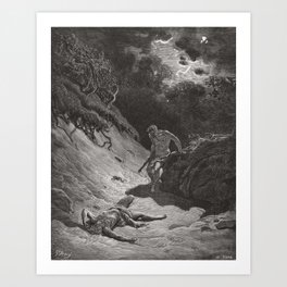 Cain Slays Abel Gustave Dore Art Print