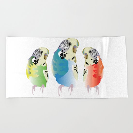 The three budgies Beach Towel
