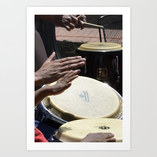 playing bongos Art Print
