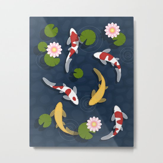 Japanese Koi Fish Pond Metal Print