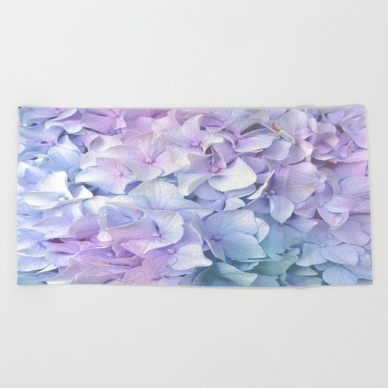 Soft Pastel Hydrangea Beach Towel