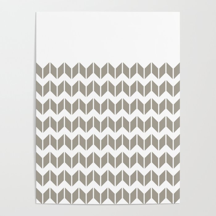 Geometric Grey And White Chevron Pattern In White Background Poster