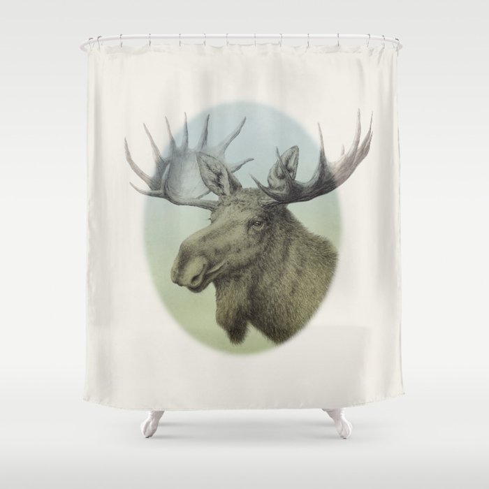 Moose Head Elk Shower Curtain By Lenasvalforshedin Society6 Moose Head Elk Shower Curtain