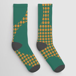 Mid Century Modern Simple Geometric Multi-coloured Dots Pattern - green Socks