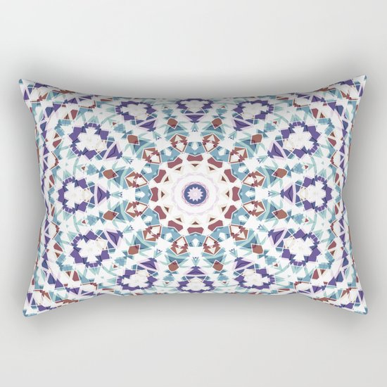 White, brown , blue kaleidoscope . Rectangular Pillow