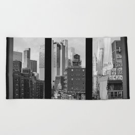 New York City Window | Black and White City Views #2 Beach Towel