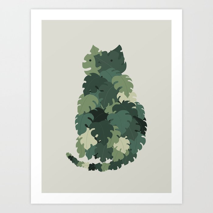 Cat Plants: Meowstera Art Print