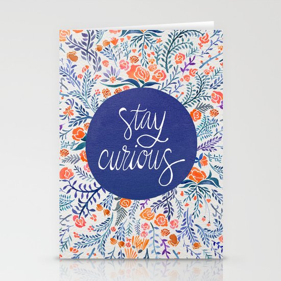 Stay Curious – Navy & Coral Stationery Cards