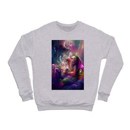 "Contemplative Stoner" • Unique Boho Semi-Abstract Art • Perfect For Stoner/Tripping/Chill Rooms Crewneck Sweatshirt