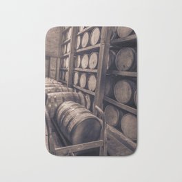 Bourbon Barrels Bath Mat | House, Barrel, Barrels, Warehouse, Photo, Whiskey, Casks, Whisky, Cask, Blackandwhite 