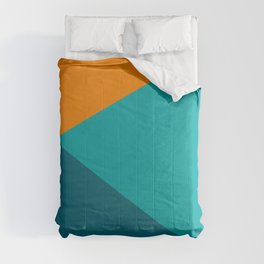 Jag - Minimalist Angled Geometric Color Block in Orange, Teal, and Turquoise Comforter