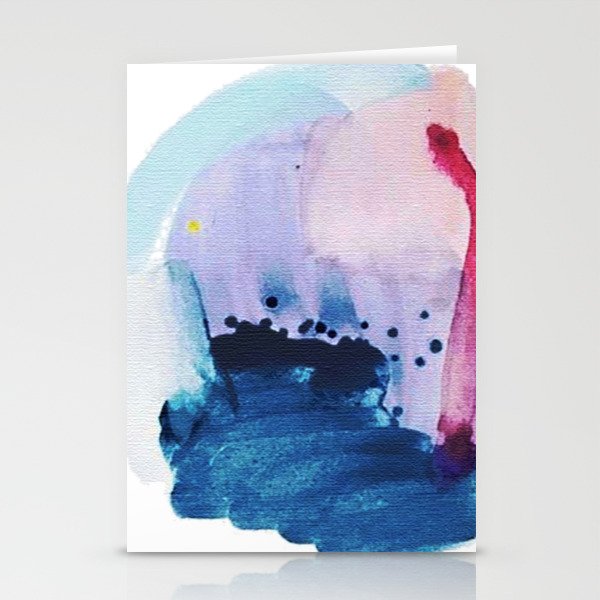 PYT: a minimal abstract mixed media piece on canvas in blues, pink, purple, and white Stationery Cards