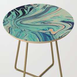 Mediterranean: A pretty abstract digital painting in mint green and pink by Alyssa Hamilton Art  Side Table