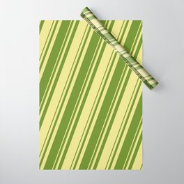 [ Thumbnail: Tan & Green Colored Lines Pattern Wrapping Paper ]