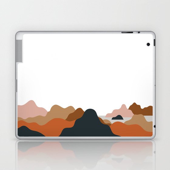 Abstract retro beach coast mountain landscape view Laptop & iPad Skin