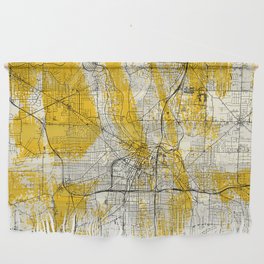 Akron USA - Yellow City Map Wall Hanging