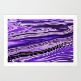 Purple Waves Abstract Art, Digital Fluid Art Ripples Blend Art Print