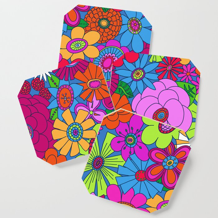 Moddy-Mod Floral (Brighter Version) by lalalamonique Coaster
