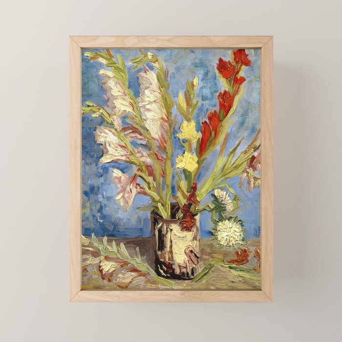 Vincent van Gogh "Vase with Gladioli and Chinese Asters" Framed Mini Art Print