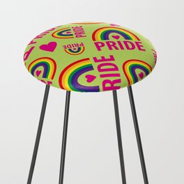 Rainbow Pride and Pink Hearts Counter Stool