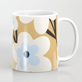 Beige and Blue Flower Pattern  Coffee Mug