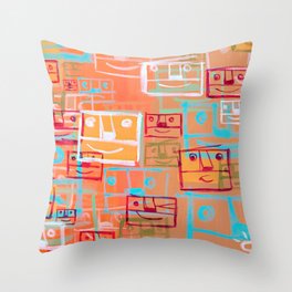 Many Faces Throw Pillow