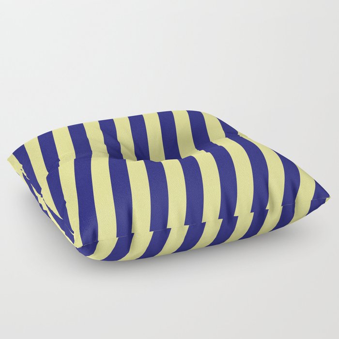 Midnight Blue & Tan Colored Striped Pattern Floor Pillow