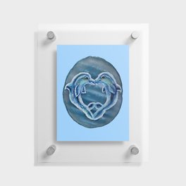 Kissing Dolphins Blue Agate  Floating Acrylic Print