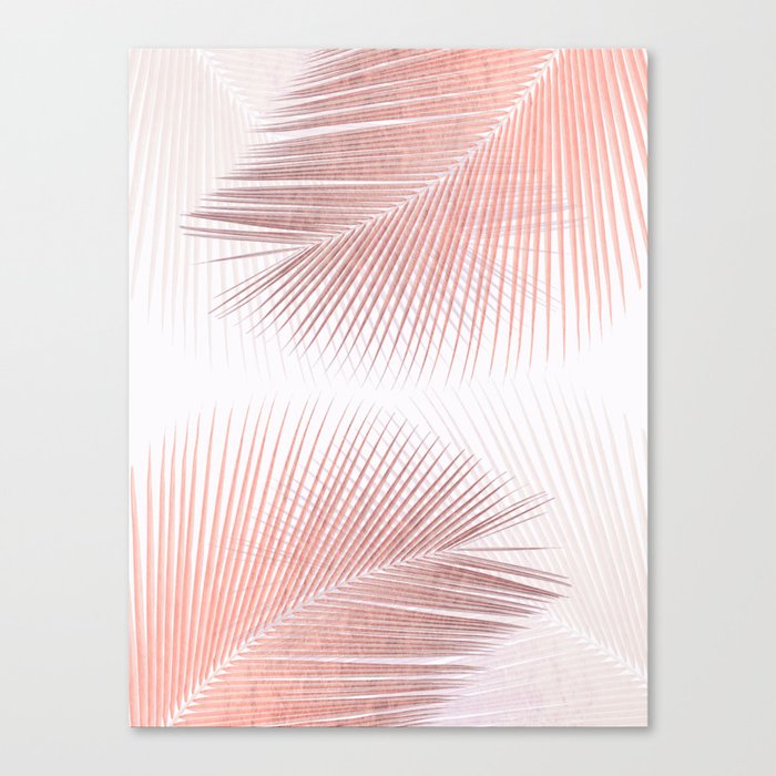Palm leaf synchronicity - rose gold Canvas Print