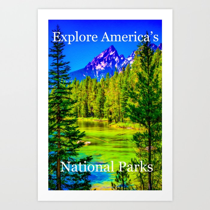 Grand Teton National Park Vintage Poster Print Art Print
