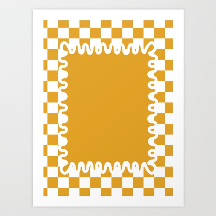 90s Checkerboard - Yellow 1 Art Print