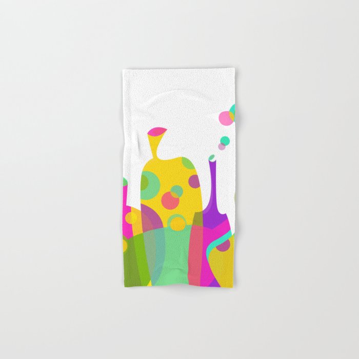 colorful funky bottle shapes i hand bath towel by graphictabby
