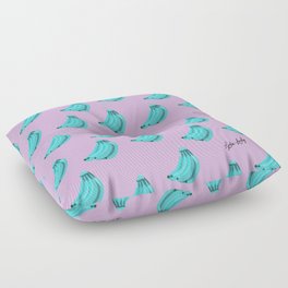 Banana teal- lilac background Floor Pillow
