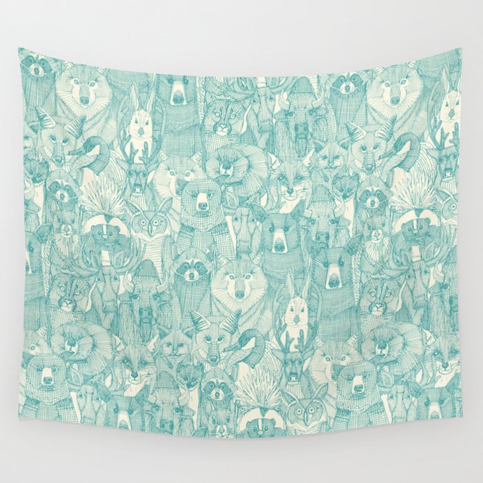 canadian animals teal pearl Wall Tapestry