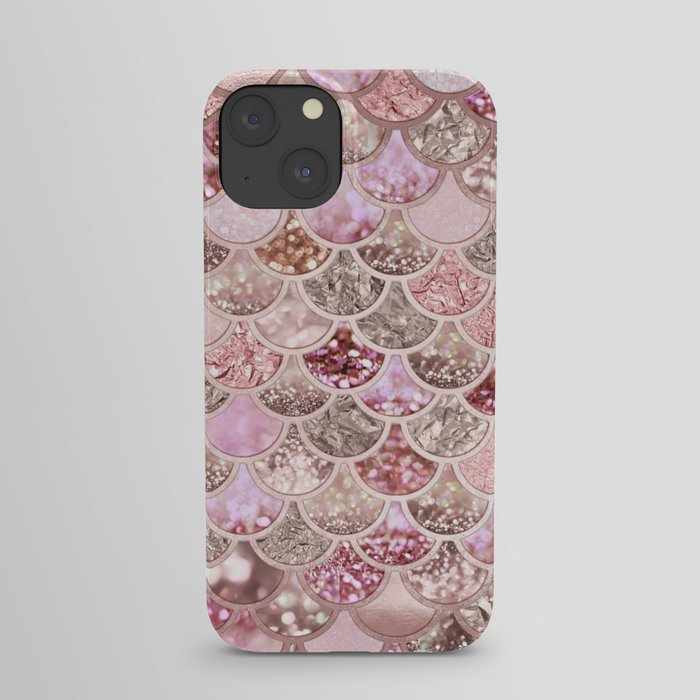 Rose Gold Blush Glitter Ombre Mermaid Scales Pattern iPhone Case