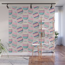 Colorful Pastel Easter Egg Pattern Wall Mural