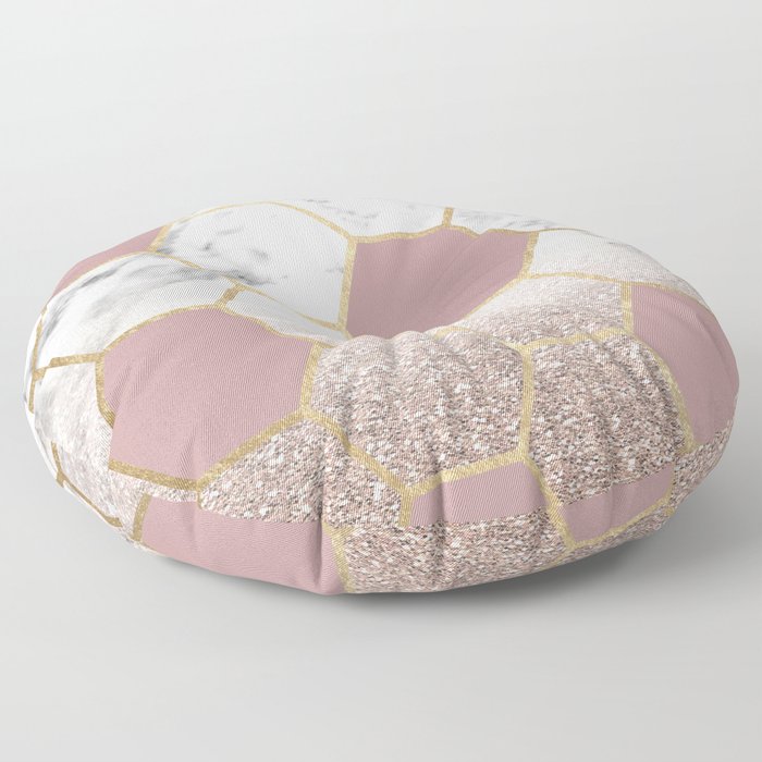 Cherished aspirations rose gold marble Floor Pillow