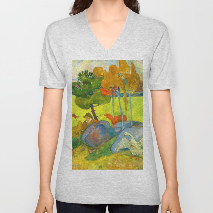 Paul Gauguin "Petit Breton à l'oie" V Neck T Shirt