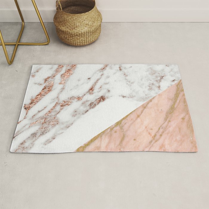 Marble rose gold blended Rug by marbleco Society6