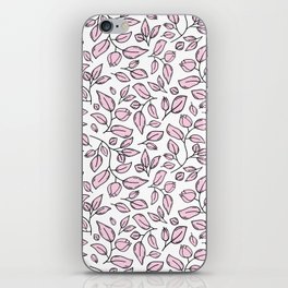 Sweet pink floral silhouette pattern iPhone Skin