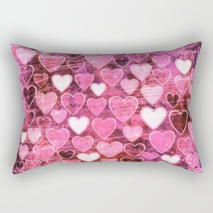 Grungy Pink Hearts Rectangular Pillow