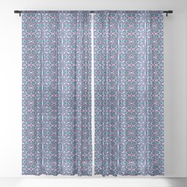 Liquid Light Series 54 ~ Blue & Purple Abstract Fractal Pattern Sheer Curtain