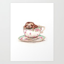 Sloth in the Teacup by Hannah Seakins Art Print