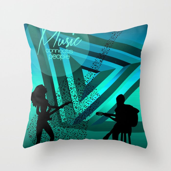 Music Connects People Digital Illustration Throw Pillow