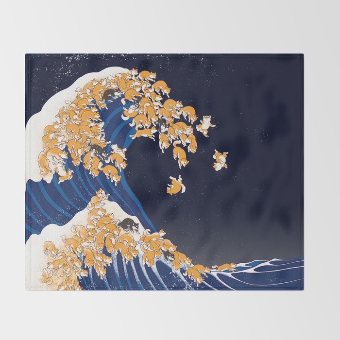 Shiba Inu The Great Wave in Night Decke
