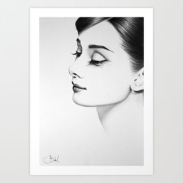 Audrey Hepburn Minimal Portrait Art Print
