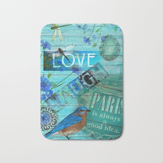 Vintage blue favorite things Bath Mat