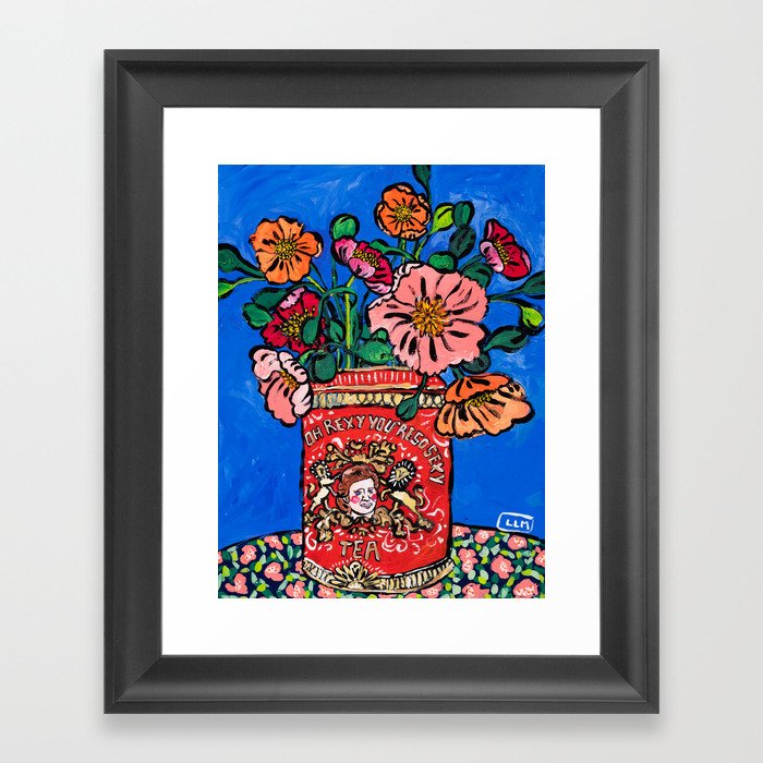 Rex Manning Day Bouquet: Poppy Flowers in Tea Tin Painting Empire Records Nineties Nostalgia Framed Art Print