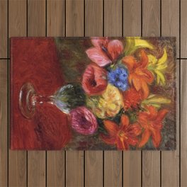 Poppies, Calla Lilies and Blue Flowers still life by William James Glackens Outdoor Rug