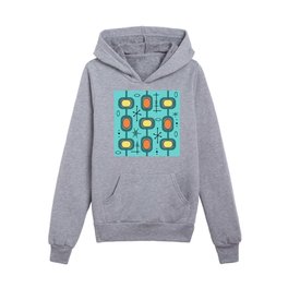 Space Age Geometric Art Turquoise Multicolored Kids Pullover Hoodies